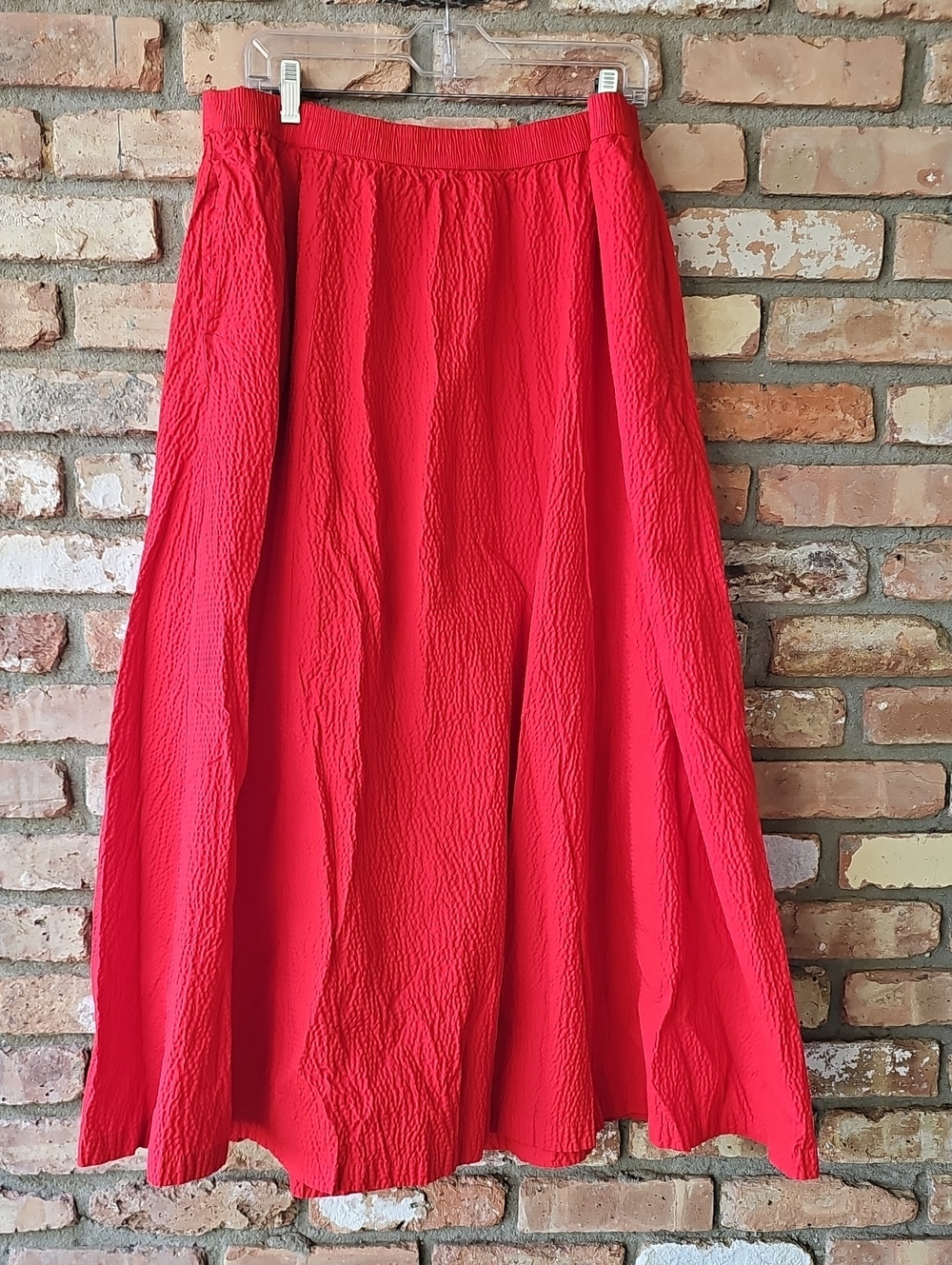 A New Day Tomato Red Picnic Maxi A Line Crinkle Knit Skirt